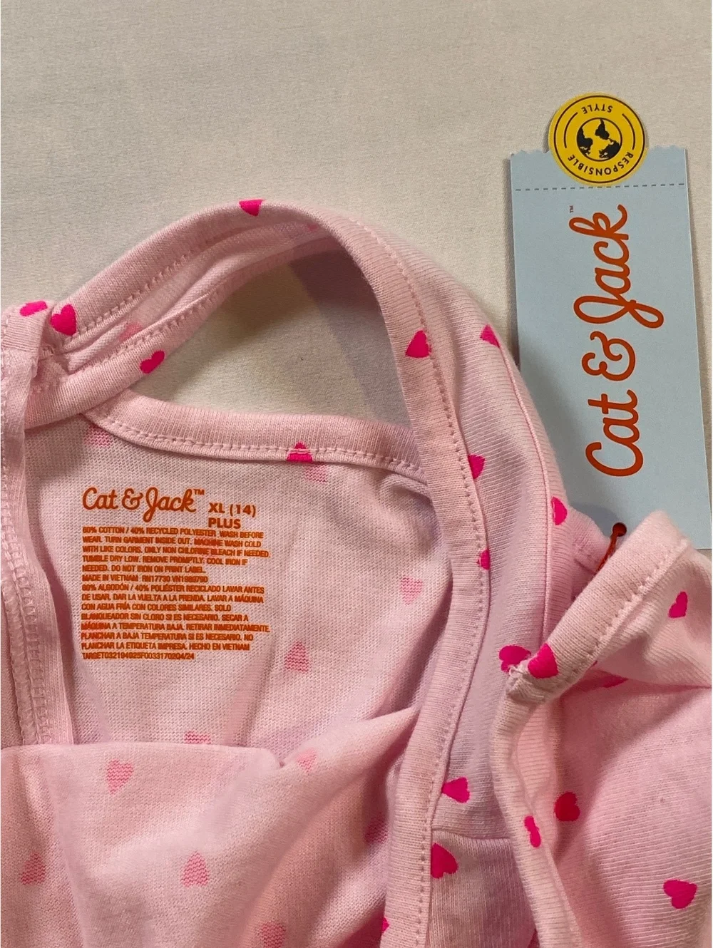 Girls Cat and Jack Knit Heart Romper size XL
